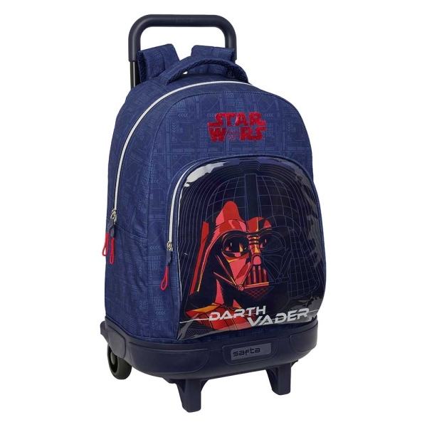 Safta Star Wars Mochila con Carro - Extraible - 33L - Portabotellas - Tarjeta de Identificacion Personal - Cremallera con Doble Tirador - Asa de Mano - Bolsillo Frontal - 33x45x22cm - Color Azul Marino