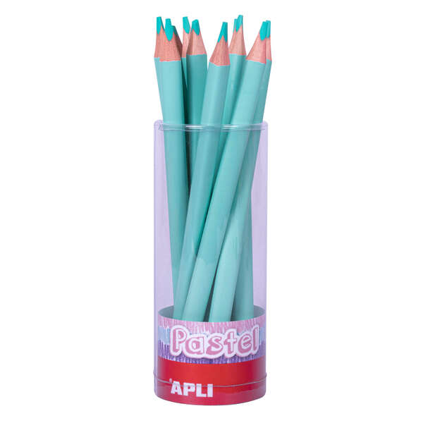 Apli Lapices Jumbo Pastel Turquesa - Mina de 5mm - Forma Triangular para Niños - 10mm de Diametro - Pack de 18 Unidades · Pack de 18 uds.