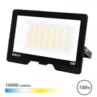 Elbat Serie Lumax Foco LED - Potencia 100W - Flujo Luminoso 10.000lm - CCT 3 en 1 - 3000K / 4000K / 6500K - IP65 - Apertura 120º - Exterior - Vida Util hasta 50.000h - 280x185x27mm - Color N