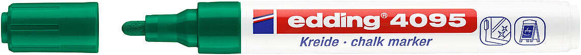 Edding 4095 Rotulador de Tiza Liquida - Punta Redonda - Trazo entre 2 y 3mm - Olor Neutro - Color Verde · Pack de 10 uds.