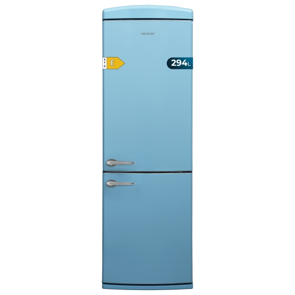 Cecotec Bolero CoolMarket Combi Origin 294+ Blue E Frigorifico Combi - Capacidad 294L - Congelacion Ultrarapida - Estilo Retro - Frio Envolvente - Clase E - 60.5x63.1x190.2cm - Color Azul