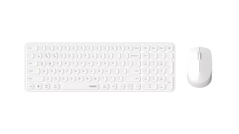 Rapoo 9310M Pack Teclado Ultrafino + Raton Inalambricos - Bluetooth y 2.4GHz - Raton 2400 DPI - Autonomia hasta 12 Meses - Color Blanco