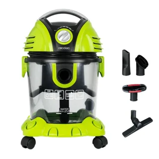 Cecotec Wet and Dry T Aspiradora de Trineo para Solidos y Liquidos - Potencia 1200W - Deposito de 15L - Incluye Accesorios - Radio de Accion hasta 7m - Color Verde