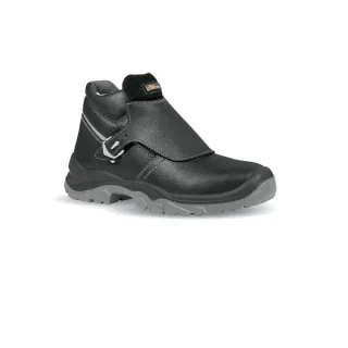 Upower Crocodile L Calzado de Seguridad Altos - Talla 35 - Cuero Impreso Hidrofugo, Puntal en Acero, Antiperforacion, Suela Antideslizante, Proteccion S3 FO SR - Color Negro