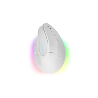 Mars Gaming MM-SK Raton Gaming Inalambrico Vertical para Diestros - Sensor 8400dpi - Bluetooth 5.1 - RF 2.4Ghz - Switches HUANO - Iluminacion RGB - 109x73x76mm - Color Blanco