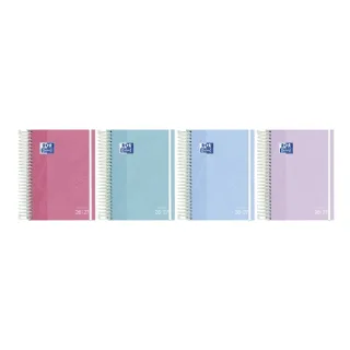 Oxford Touch Agenda Escolar con Espiral - Castellano - Tapa Extradura - Formato Octavo - Dia Pagina - Colores Surtidos · Pack de 8 uds.