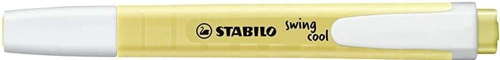 Stabilo Swing Cool Pastel Marcador Fluorescente - Cuerpo Plano - Punta Biselada - Trazo entre 1 y 4mm - Tinta con Base de Agua - Color Amarillo Cremoso · Pack de 10 uds.