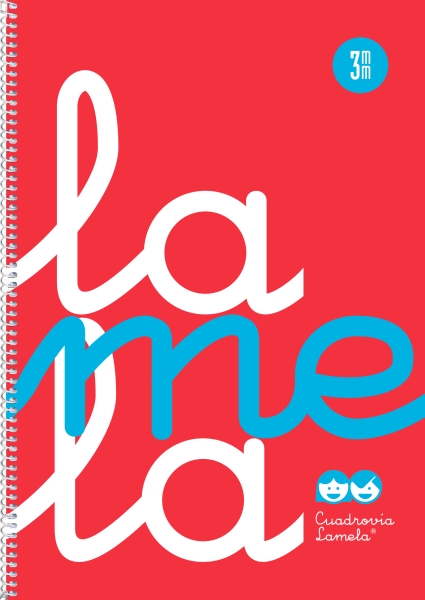 Lamela Cuaderno Espiral con 80 Hojas de 90g/m2 con Margen - Formato Folio - Pauta Cuadrovia de 3mm - Cubierta de Polipropileno - Papel Offset Blanco Extra - Color Rojo Fluorescente