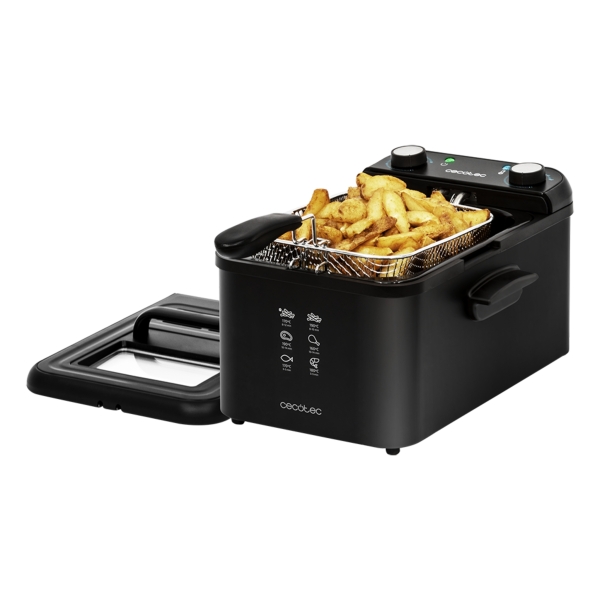 Cecotec Cleanfry Infinity 3000 Freidora Electrica - 2400W - Capacidad de 3L - Filtro Incluido - Tapa con Ventana - Temperatura Regulable - Temporizador de 30min - Apta para Lavavajillas - Co