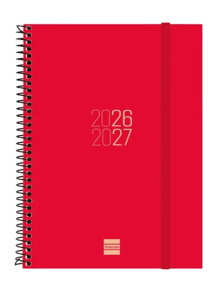 Finocam Espir Agenda Escolar 26/27 en Catalan - Semana Vista Horizontal - Formato E10 - 155x212mm - Tapas de Polipropileno - Papel de 80g/m2 - Espiral - Esquinas Microperforadas - Color Rojo