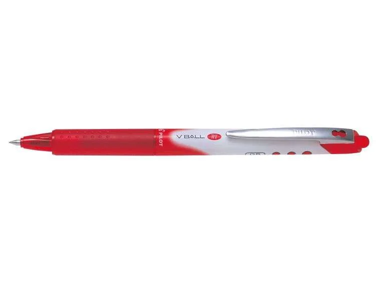 Pilot Boligrafo de Tinta Liquida V Ball RT 07 - Retractil - Punta de Bola Conica 0.5mm - Trazo 0.25mm - Grip de Goma - Color Rojo · Pack de 12 uds.