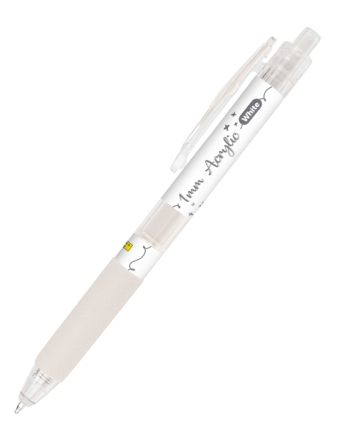 Online Boligrafo Retractil - Tinta Acrilica - Punta Fina de 1mm - Color Blanco · Pack de 6 uds.