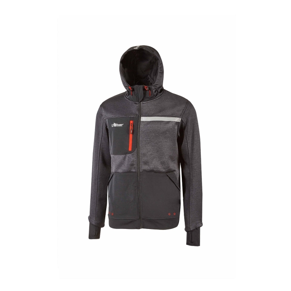Upower Galaxy Sudadera de Trabajo con Cremallera - Talla 2XL - Material Suave y Transpirable, Secado Rapido, Multiples Bolsillos, Capucha Ajustable, Detalles Reflectantes, Proteccion DPI1 -
