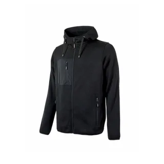 Upower Rainbow Sudadera con Forro Polar - Talla 2XL - Cuello Alto, Cremallera Central, Capuchon Ajustable, Bolsillos con Cremallera, Proteccion DPI1 - Color Negro Carbon