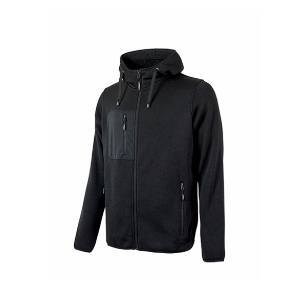 Upower Rainbow Sudadera con Forro Polar - Talla 2XL - Cuello Alto, Cremallera Central, Capuchon Ajustable, Bolsillos con Cremallera, Proteccion DPI1 - Color Negro Carbon