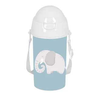 Safta Elefante Botella de 500ml - PVC sin BPA - Pajita Interior - 73x73x195mm - Color Azul