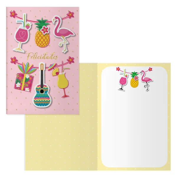Dohe Pack de 6 Tarjetas de Felicitacion de Cumpleaños - 11.5x17cm - Impresion a Todo Color - Estampaciones con Pelicula de Color - Estampacion en Seco - Papel Offset Blanco de 300gr - Incluye Sobre de Color