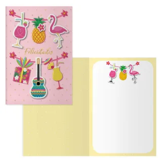 Dohe Pack de 6 Tarjetas de Felicitacion de Cumpleaños - 11.5x17cm - Impresion a Todo Color - Estampaciones con Pelicula de Color - Estampacion en Seco - Papel Offset Blanco de 300gr - Incluy