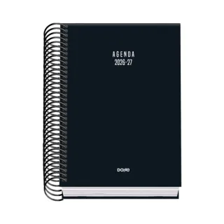 Dohe Basic Colour Vibes Agenda Escolar 26/27 - Formato A6 - Dia Pagina - Papel Offset Ahuesado 70g - Cubierta de Carton Plastificado - Espiral Metalica - Goma - 12x17x3cm - Color Negro