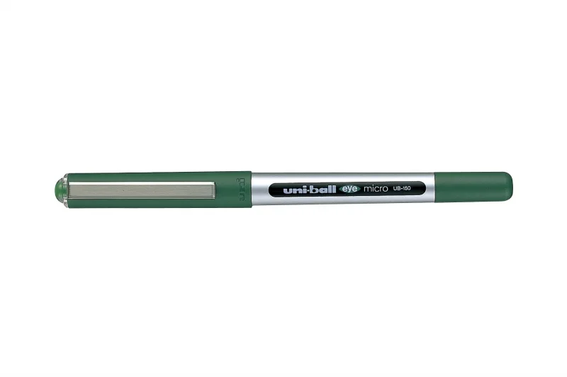 Uni-ball Eye Micro UB-150 Boligrafo de Tinta Liquida - Punta de Bola 0.5mm - Tinta Resistente al Agua y Luz - Sistema de Control de Tinta - Color Verde · Pack de 12 uds.