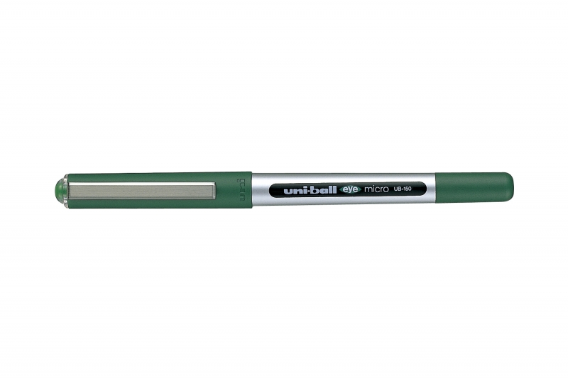 Uni-ball Eye Micro UB-150 Boligrafo de Tinta Liquida - Punta de Bola 0.5mm - Tinta Resistente al Agua y Luz - Sistema de Control de Tinta - Color Verde · Pack de 12 uds.