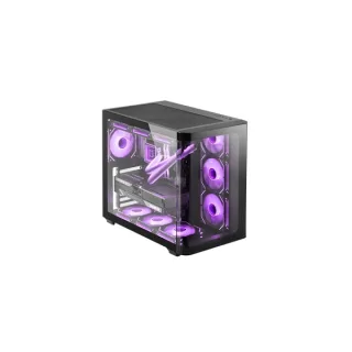 Mars Gaming MC-FUSION Caja Torre ATX - Cristal Templado Curvo Continuo - Soporta Refrigeracion Liquida - Capacidad hasta 10 Ventiladores - 7 Ranuras de Expansion - Color Negro