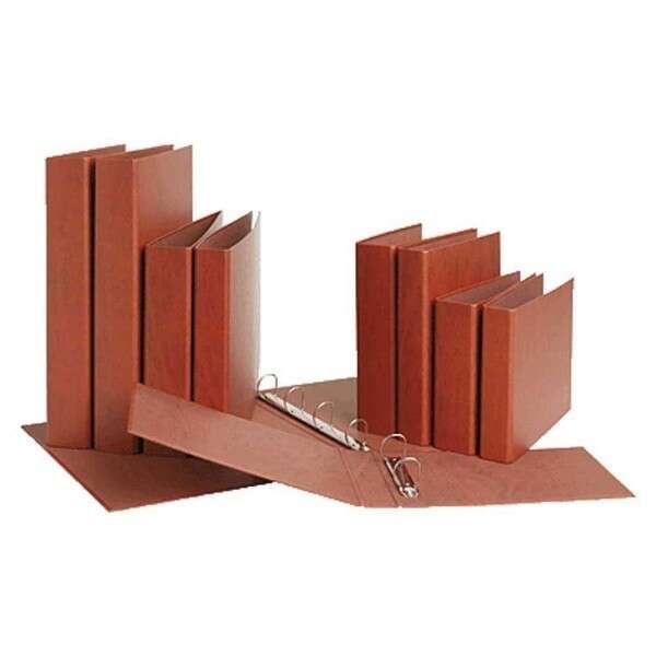 Mariola Carpeta de 4 Anillas Carton Gofrado Cuero - Tamaño Folio Natural - Anillas Redondas 40mm - Medidas 34x26x5.5cm - Color Marron · Pack de 8 uds.