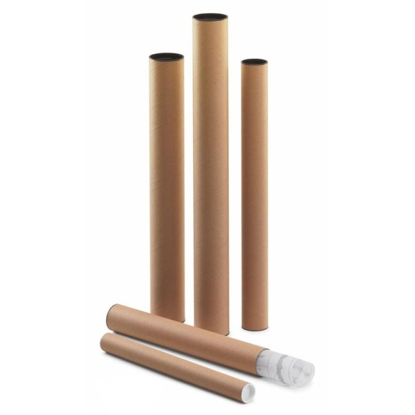 Faibo Tubo Portaplanos de Carton con Tapas de Plastico 460X60mm · Pack de 10 uds.