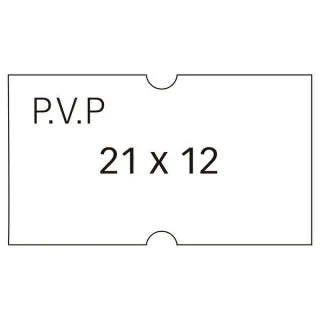 Apli Etiquetas Blancas de Alta Calidad para Maquinas Etiquetadoras de Precios de 1 Linea - Tamaño 21x12mm - Adhesivo Removible - Pack de 6 Rollos con 1000 Etiquetas Cada Uno - Texto Pvp Prei