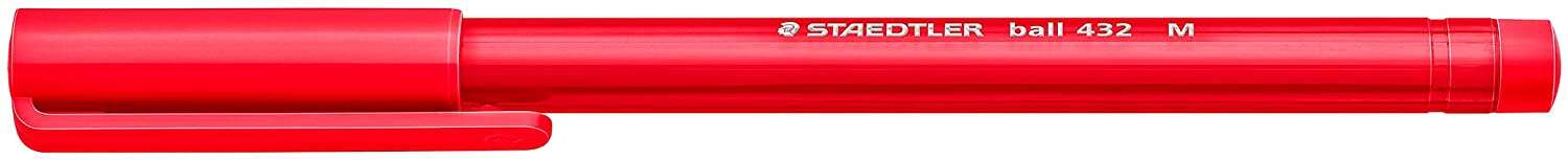 Staedtler Ball 432 Boligrafo Punta de Bola - Punta 0.45mm - Tinta Indeleble - Color Rojo · Pack de 10 uds.