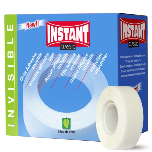 Instant Classic Cinta Adhesiva Invisible 19mm x 33m - Gran Resistencia - Facil de Cortar · Pack de 16 uds.