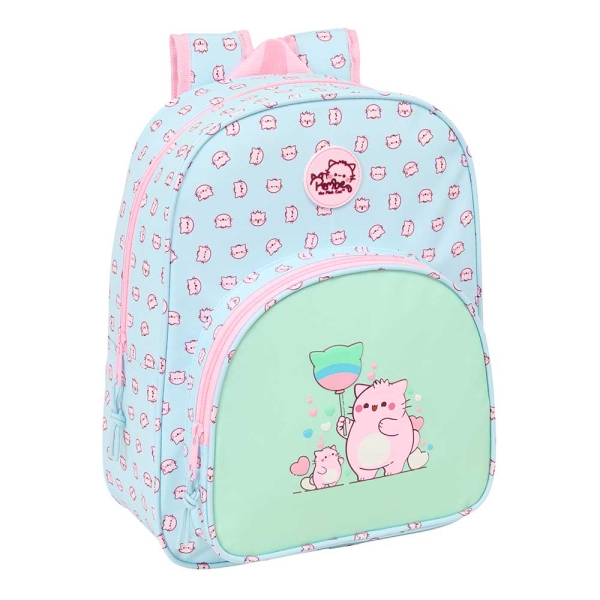 Safta Pembe The Pink Cat Mochila Infantil - Adaptable a Carro - Portabotellas - Hombreras Ergonomicas - Bolsillo Frontal - 10L - 260x110x340mm - Color Azul Claro