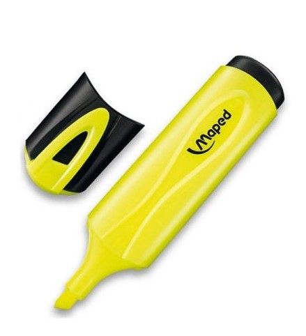 Maped Peps Classic Marcador Fluorescente - Punta Biselada - Trazo de 1 a 5mm - Ideal para Subrayar y Resaltar - Color Amarillo · Pack de 12 uds.