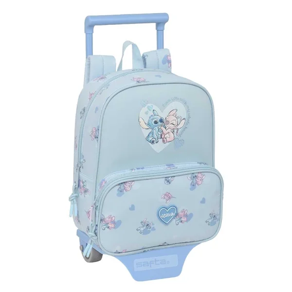 Safta Stitch Mochila con Carro - Tarjeta ID - Bolsillo Frontal - Mochila Extraible - Carro Resistente - Asa Superior Comoda - 6L - 220x100x270mm - Color Azul Claro