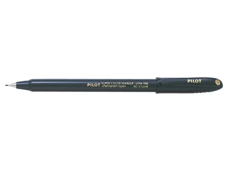 Pilot Super Color Rotulador Permanente Ultra Fino - Punta de Poliacetal 1mm - Libre de Xileno - Color Negro · Pack de 12 uds.