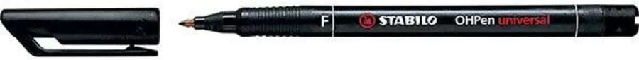 Stabilo OHPen Rotulador Permanente - Punta Fina - Trazo de 0.7mm - Agarre Antideslizante - Tapon Ventilado - Color Negro · Pack de 10 uds.
