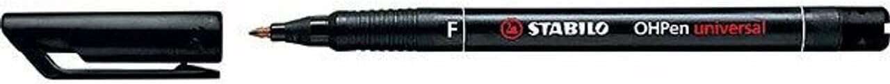 Stabilo OHPen Rotulador Permanente - Punta Fina - Trazo de 0.7mm - Agarre Antideslizante - Tapon Ventilado - Color Negro · Pack de 10 uds.
