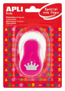 Apli Perforadora de Papel y Goma Eva en Forma de Corona - Figura de 25.4mm - Perforadora de Alta Calidad para Papel, Carton, Cartulina o Goma Eva de Hasta 2mm - Deposito de Restos de Papel o