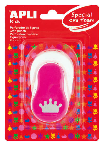 Apli Perforadora de Papel y Goma Eva en Forma de Corona - Figura de 25.4mm - Perforadora de Alta Calidad para Papel, Carton, Cartulina o Goma Eva de Hasta 2mm - Deposito de Restos de Papel o