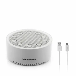 Innovagoods Slewel Maquina de Ruido Blanco - Autonomia 60min - Relajacion con Luz y Sonido - Bateria 400mAh - Antideslizante - Apagado Automatico - 9x4.2cm - Color Gris