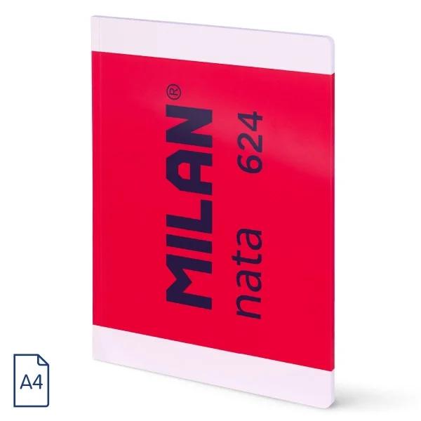 Milan Nata 624 Libreta Encolada Formato A4 Liso - 48 Hojas de 95 gr/m2 - Microperforado - Color Rosa