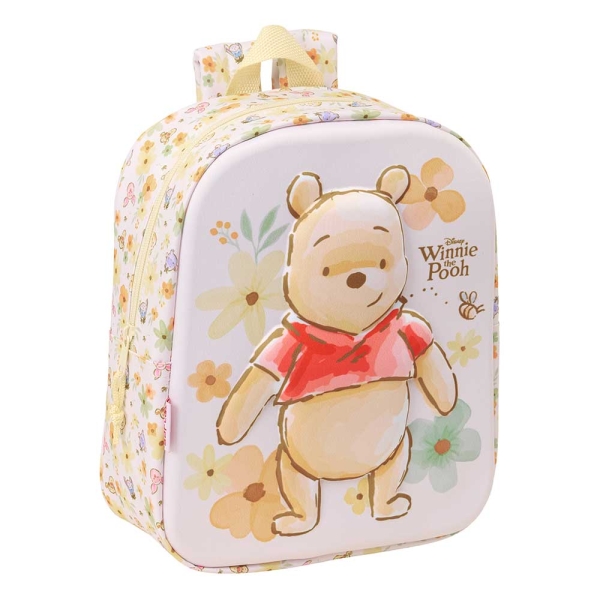 Safta Winnie the Pooh Mochila Guarderia 3D - 6L - Cremallera - Asa de Mano - 22x27x10cm - Color Amarillo Pastel