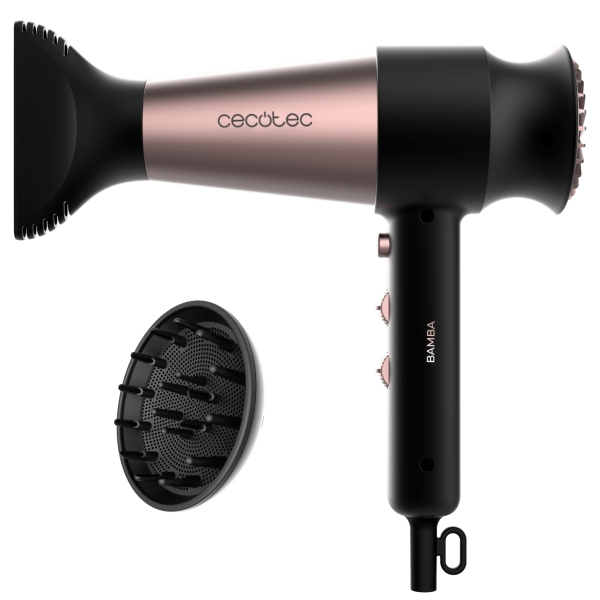 Cecotec Bamba IoniCare RockStar Retro Secador de Pelo - 2000W - Iones Negativos - Difusor - Funcion de Aire Frio - Control Ajustable de Temperatura y Velocidad - Filtro Facil de Limpiar - Co