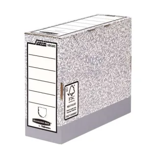 Fellowes Bankers Box Caja de Archivo Definitivo 100mm A4 - Montaje Automatico Fastfold - Carton Reciclado Certificacion FSC - Color Gris · Pack de 10 uds.