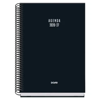 Dohe Basic Colour Vibes Agenda Escolar 26/27 - Formato A5 - Semana Vista - Papel Offset Ahuesado 70g - Cubierta de Carton Plastificado - Espiral Metalica - Goma - 15x21x2cm - Color Negro