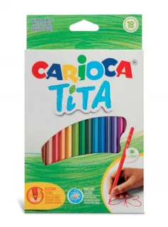 Carioca Tita Pack de 18 Lapices de Resina - Cuerpo Hexagonal - Colores Brillantes y Lavables - Escritura Blanda - Mina Segura y Super Resistente a las Caidas - Color Varios