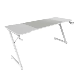 Mars Gaming MGD-X160 Mesa Gaming - Soportes Auriculares y Bebidas - Alfombrilla XXL - Estructura Acero - 160x60x1.5cm - Acabado en Fibra de Carbono - Color Blanco