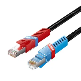 Vention Cable de Red Cat.8 SFTP - Longitud 1.5m - Velocidad hasta 40Gbps - 26AWG - Color Rojo y Azul