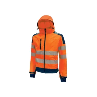 Upower Miky Chaqueta Softshell - Talla 2XL - Transpirable, Elastica, Cortaviento, Repelente al Agua, Capucha Desmontable, Bolsillos con Cremallera, Detalles Reflectantes, Proteccion DPI2 - C