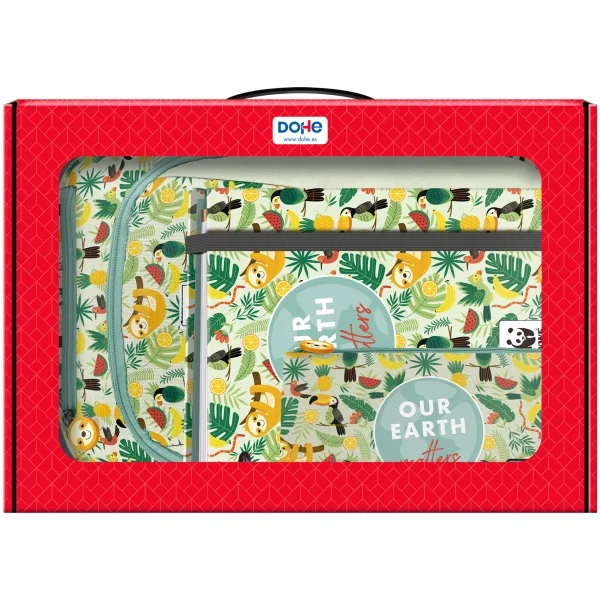 Dohe WWF Tropic Pack de Mochila + Carpeta A4 Recambio + Portatodo Triple - Todo en un Maletin Perfecto para Regalo